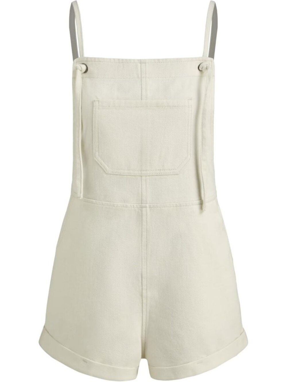 Women's Cream Adjustable Strap Casual Loose Fit Overalls Denim Jean Romper
